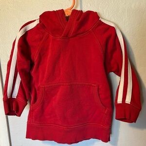 Hanna Andersson Red pullover hoodie with white stripes